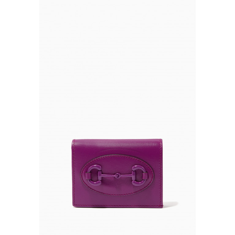Gucci - GG Horsebit 1955 Card Case Wallet in Leather Purple