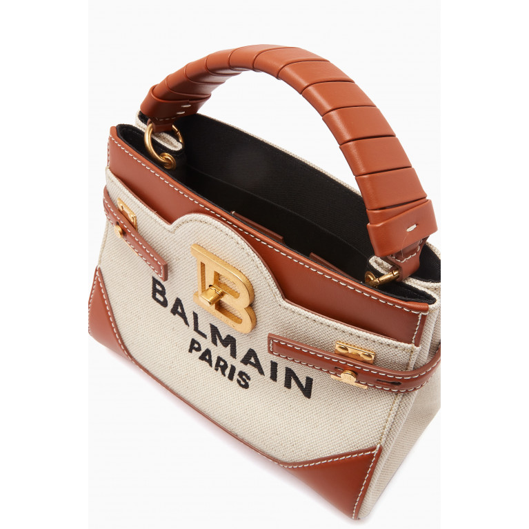 Balmain - B-Buzz 22 Top-handle Bag in Canvas & Leather