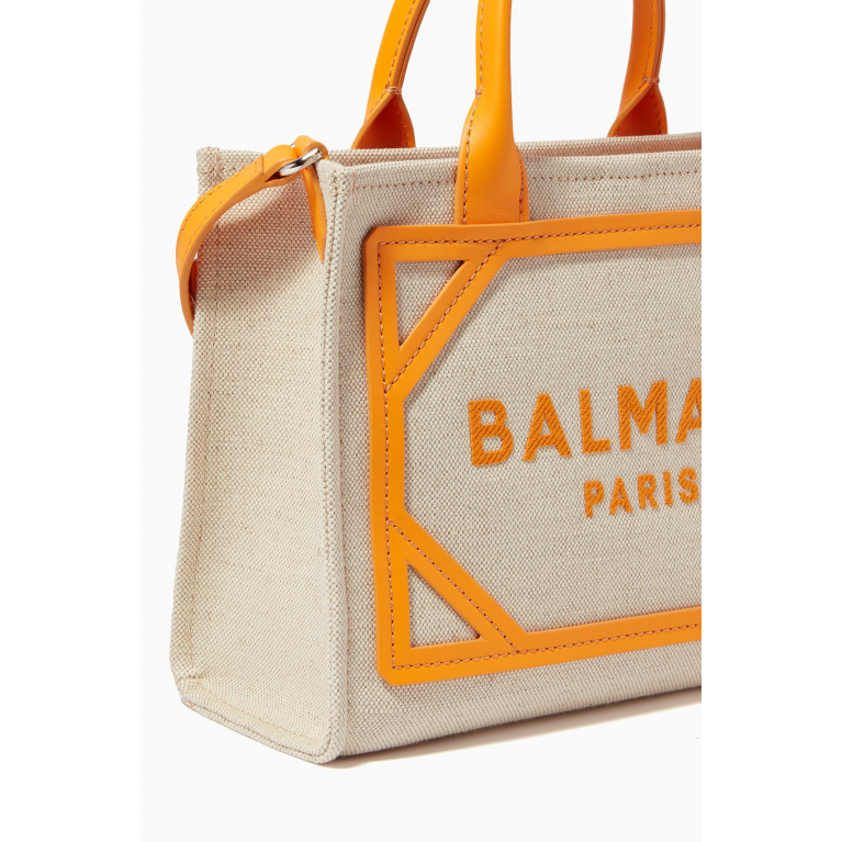 Balmain - B-Army Small Shopping Bag in Canvas & Leather