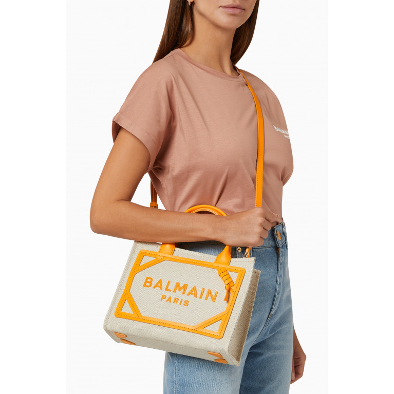 Balmain - B-Army Small Shopping Bag in Canvas & Leather