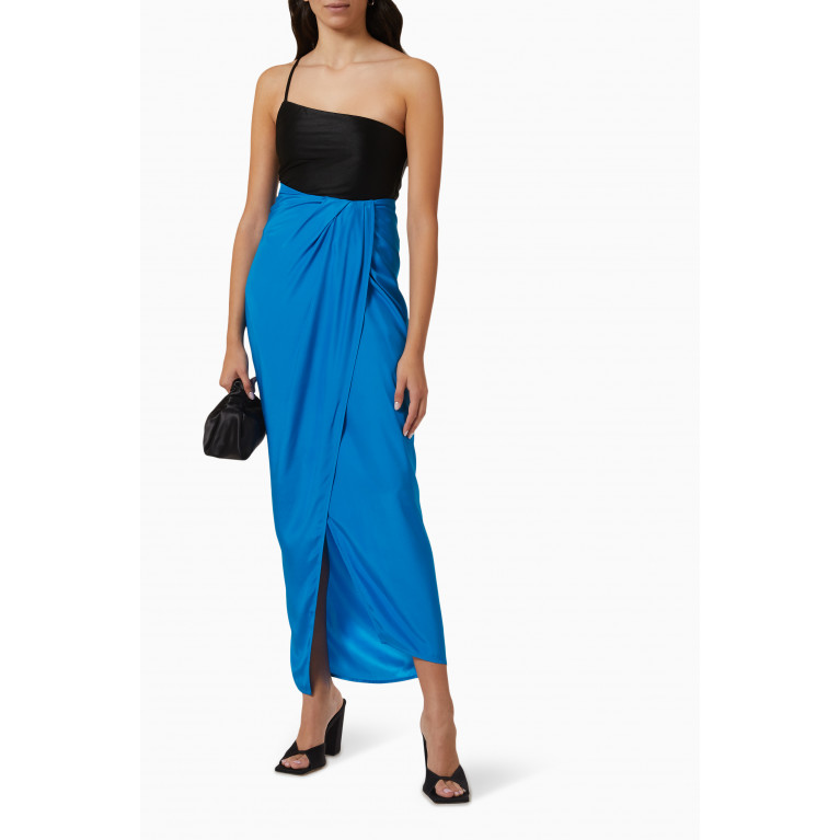 Gauge81 - Paita Wrap Maxi Skirt in Silk Crêpe Blue