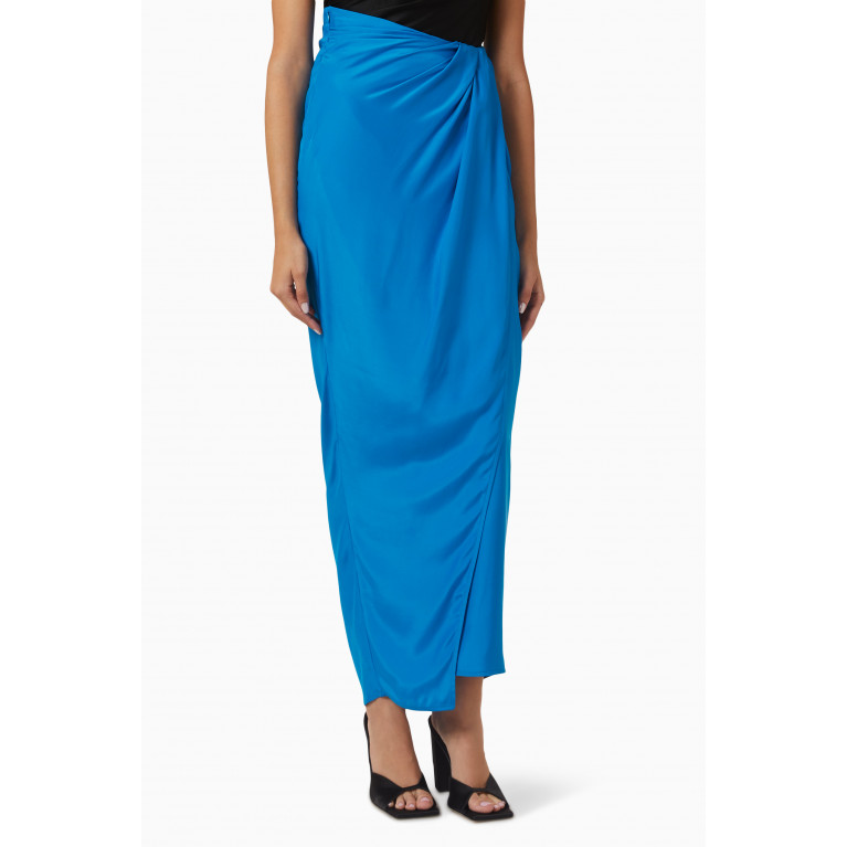 Gauge81 - Paita Wrap Maxi Skirt in Silk Crêpe Blue