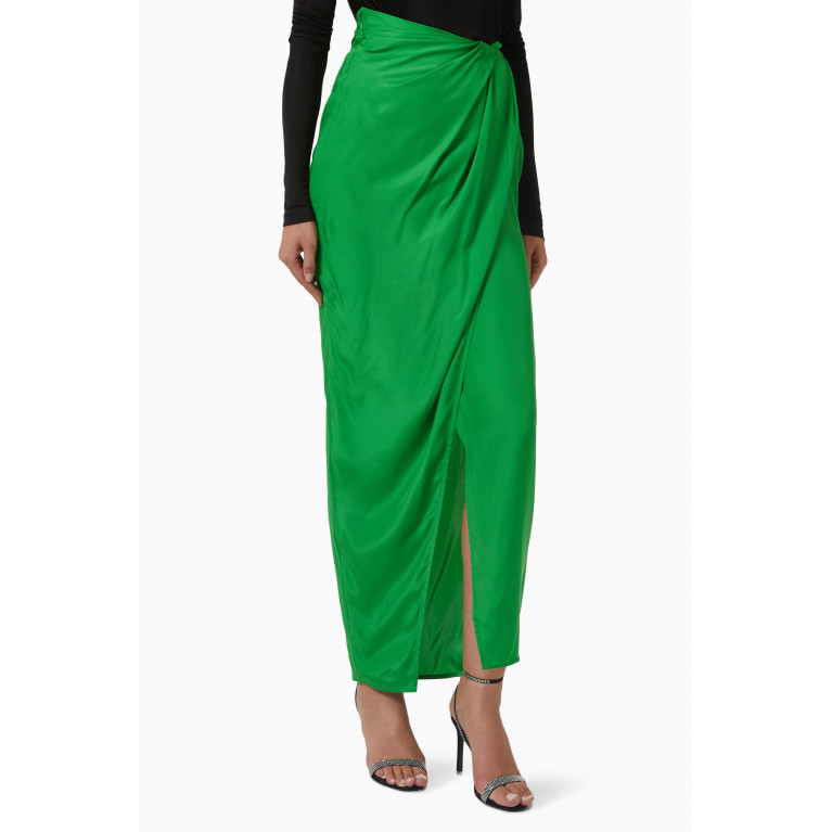 Gauge81 - Paita Wrap Maxi Skirt in Silk Crêpe Green