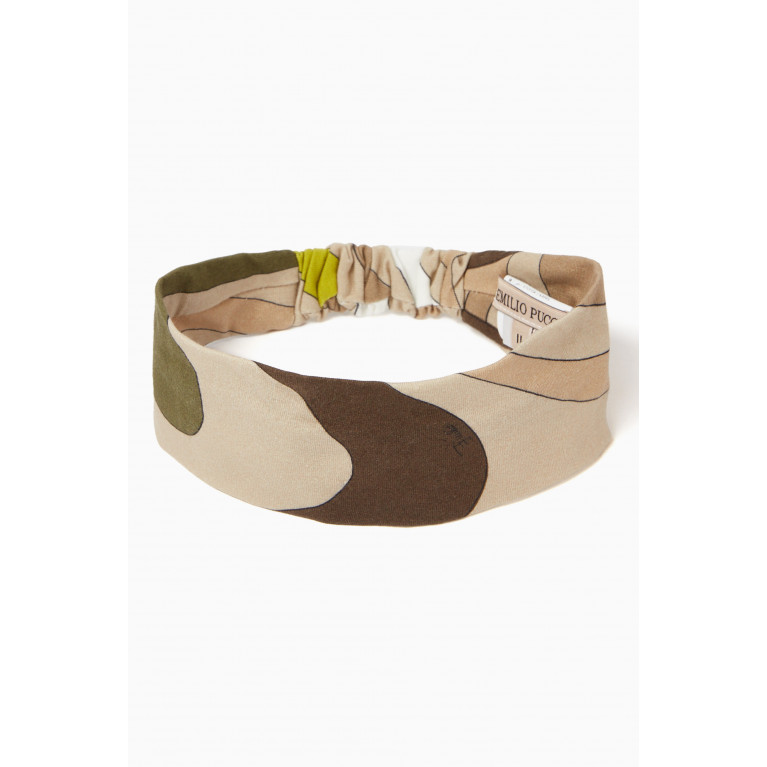 Emilio Pucci - Onde-print Headband in Cotton Brown