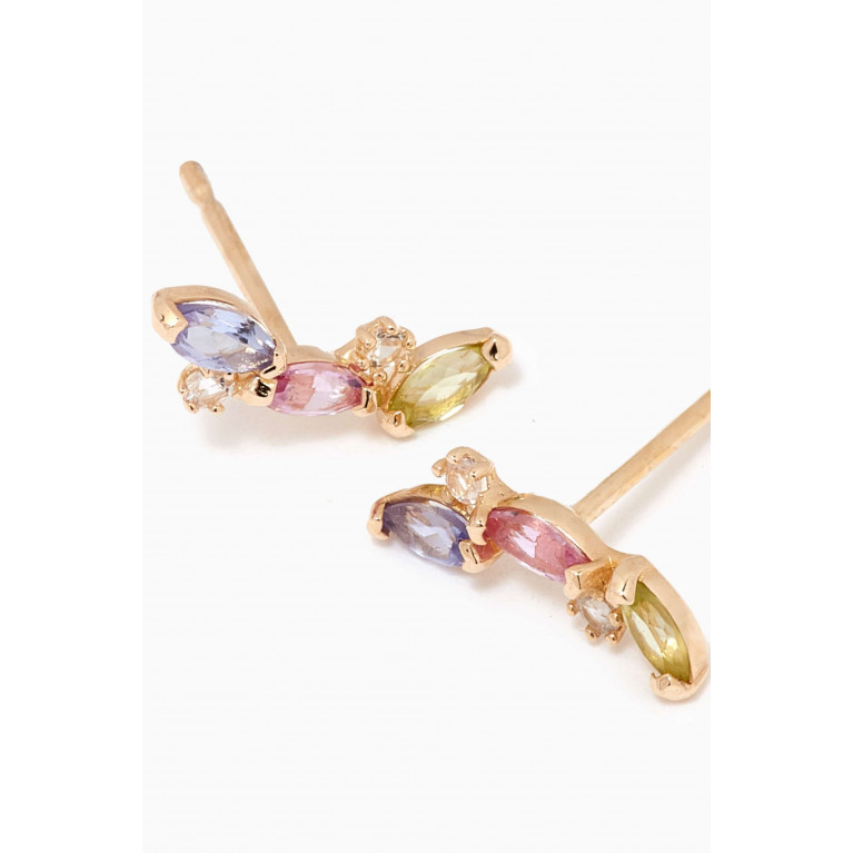 STONE AND STRAND - Rainbow Sprinkles Multi-stone Climber Earrings in 10kt Gold