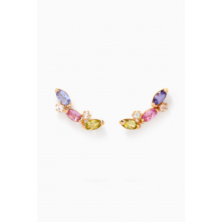 STONE AND STRAND - Rainbow Sprinkles Multi-stone Climber Earrings in 10kt Gold