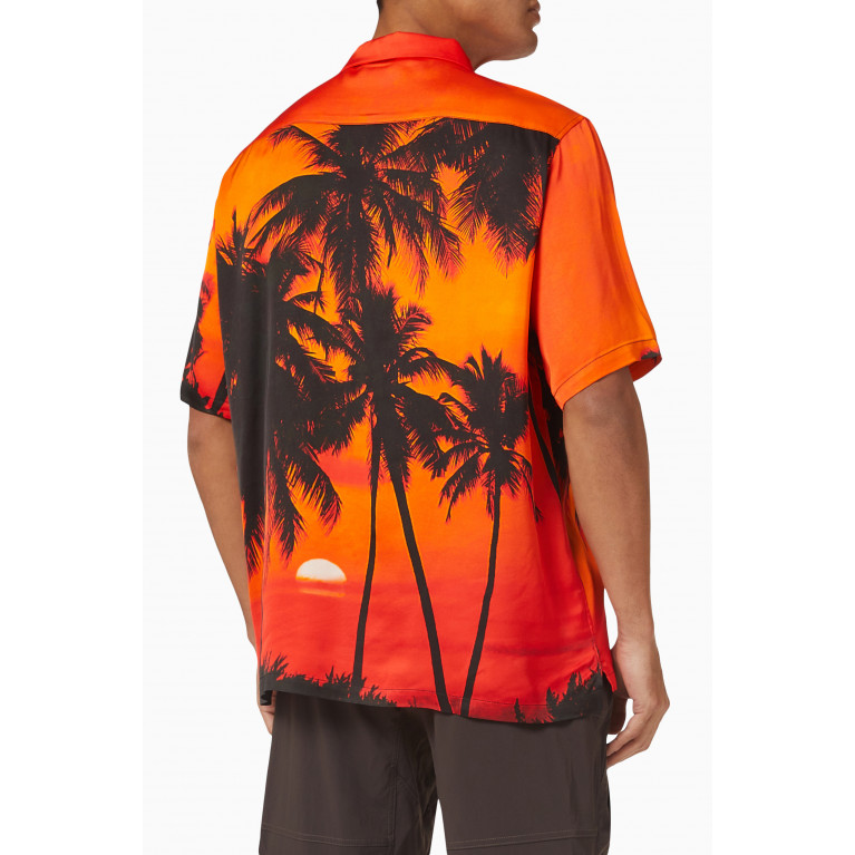 Blue Sky Inn - Sunset Palm Print Shirt in Viscose Satin