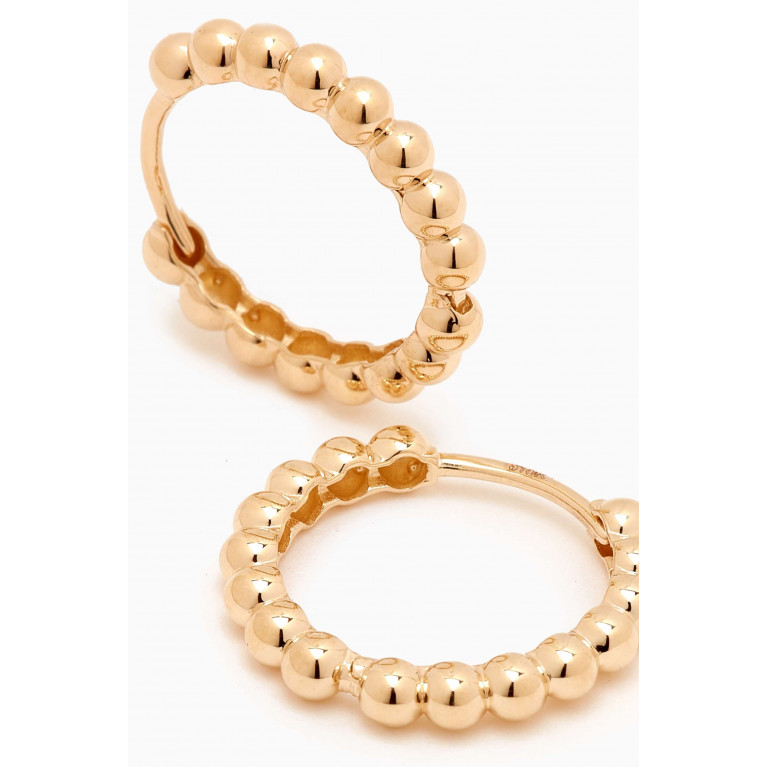STONE AND STRAND - Beaded Huggie Earrings in 14kt Yellow Gold