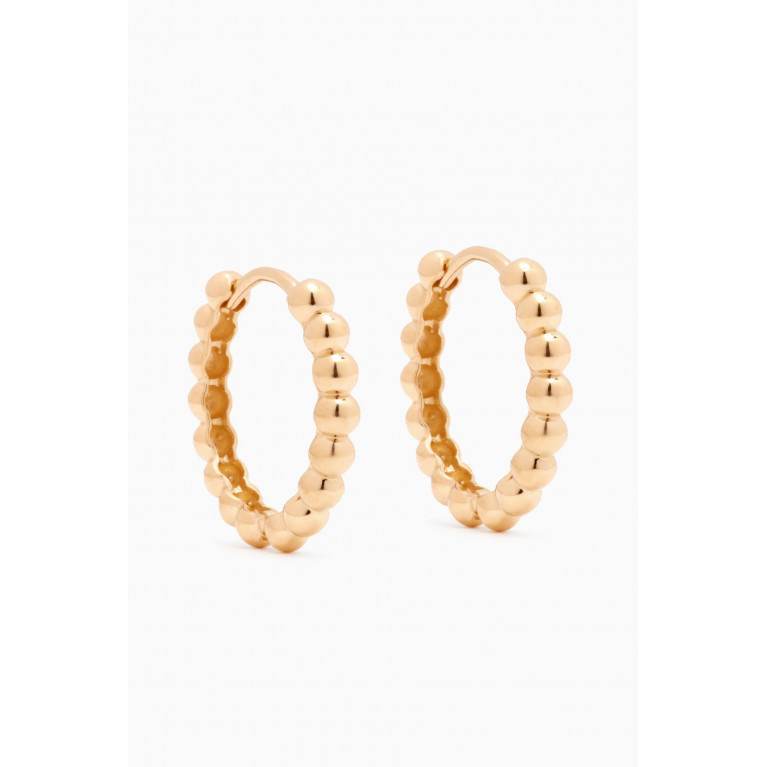 STONE AND STRAND - Beaded Huggie Earrings in 14kt Yellow Gold
