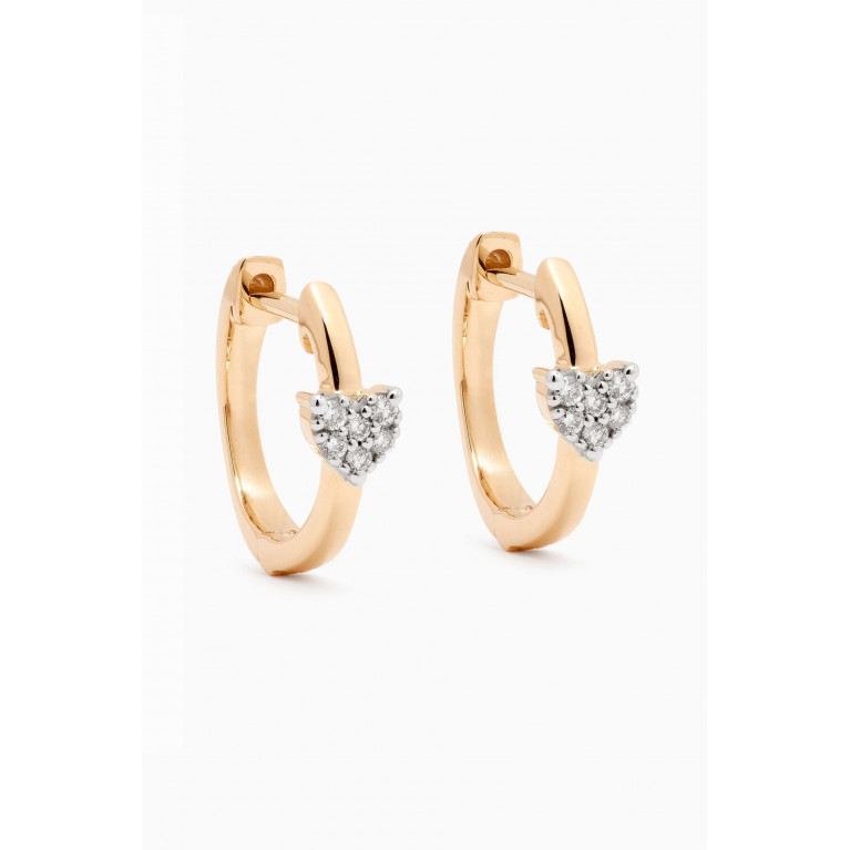 STONE AND STRAND - Heart to Heart Pave Huggies in 10kt Yellow Gold