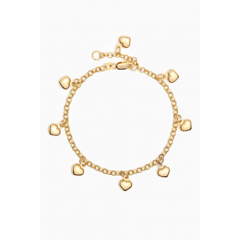 STONE AND STRAND - Puffy Heart Charm Bracelet in 10kt Yellow Gold