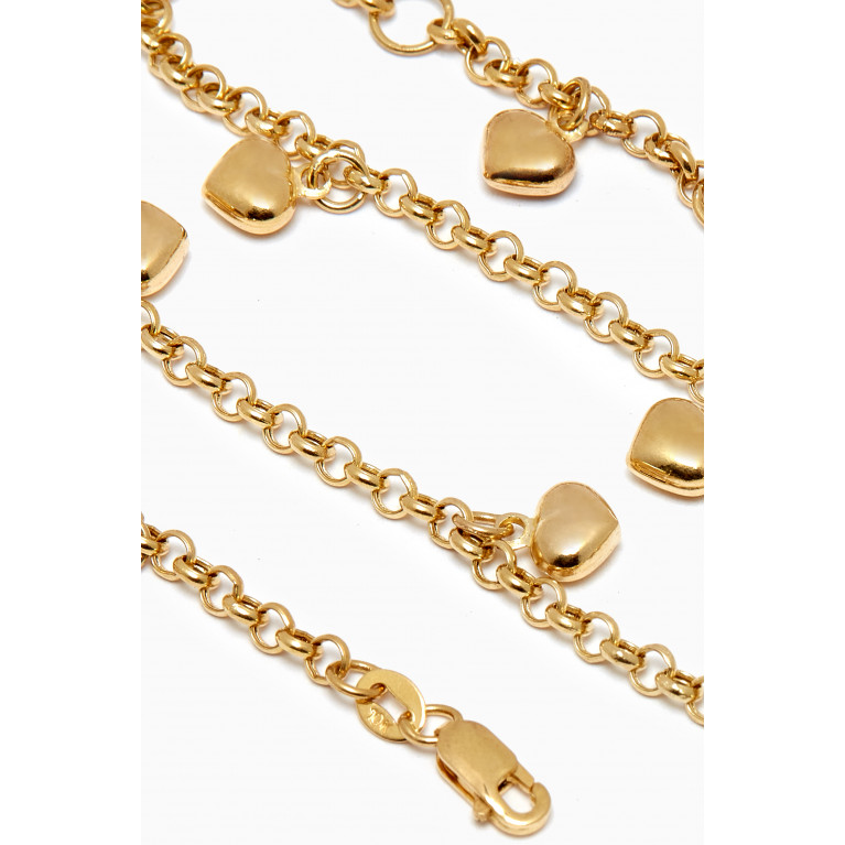 STONE AND STRAND - Puffy Heart Charm Anklet in 10kt Yellow Gold