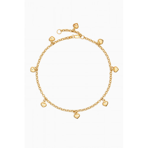 STONE AND STRAND - Puffy Heart Charm Anklet in 10kt Yellow Gold