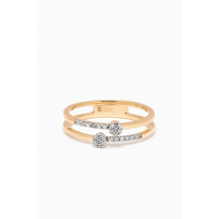 STONE AND STRAND - Double Pave Matchstick Ring in 10kt Yellow Gold