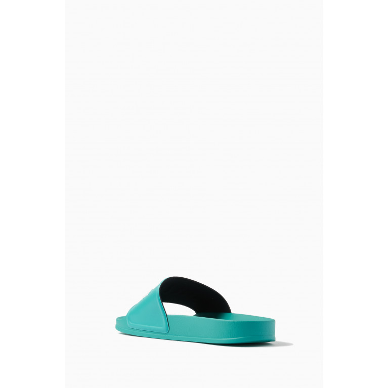 Palm Angels - Pool Slide Logo Sandals in PU & Rubber Blue