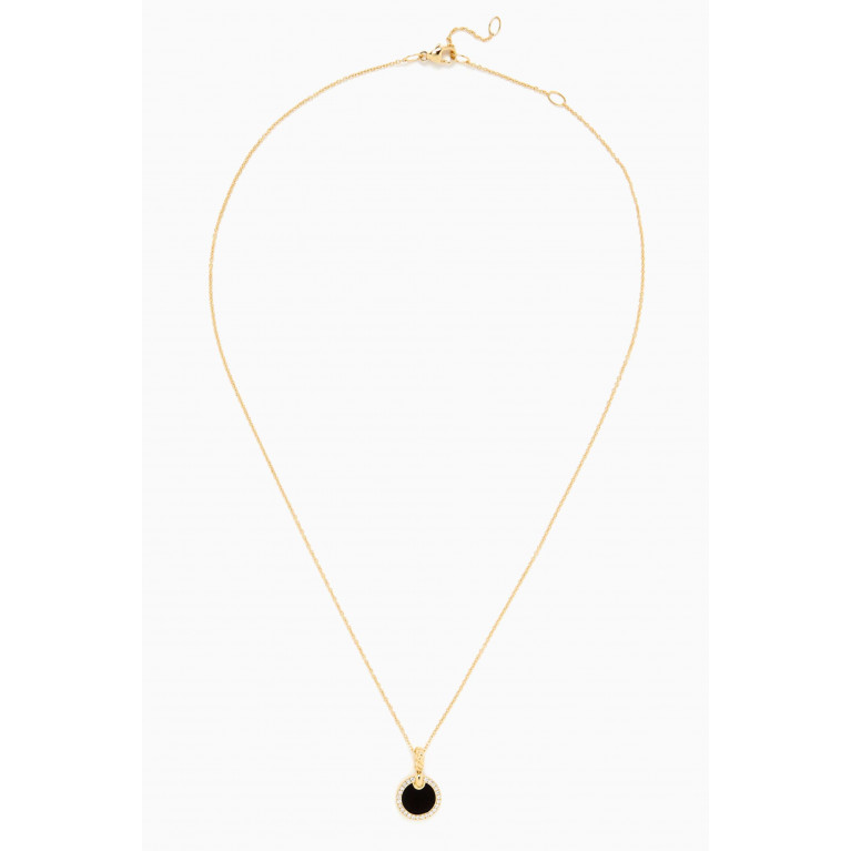 David Yurman - Petite DY Elements® Diamonds & Onyx Necklace in 18kt Gold Black