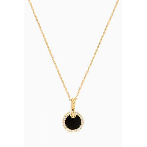 David Yurman - Petite DY Elements® Diamonds & Onyx Necklace in 18kt Gold Black