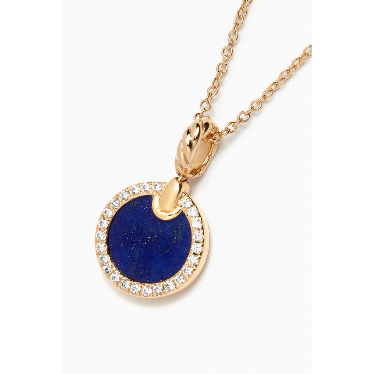 David Yurman - Petite DY Elements® Diamonds & Lapis Lazuli Necklace in 18kt Gold Blue