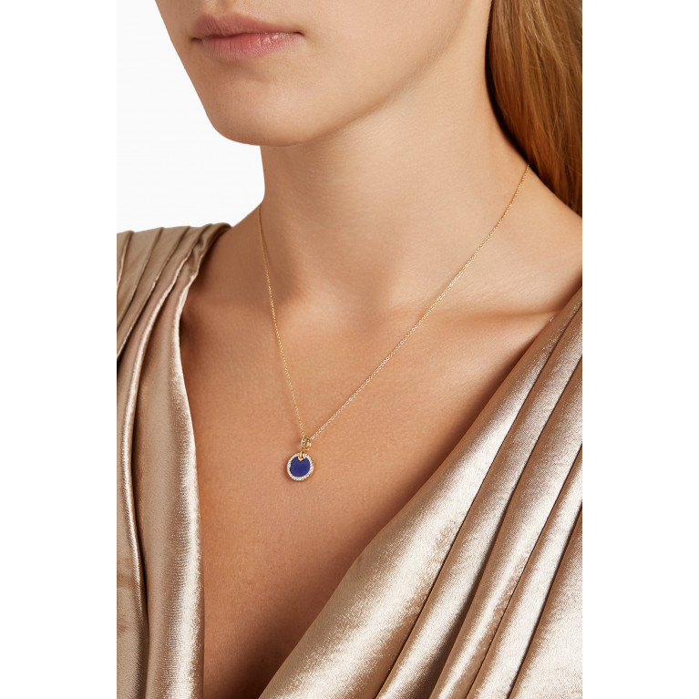 David Yurman - Petite DY Elements® Diamonds & Lapis Lazuli Necklace in 18kt Gold Blue
