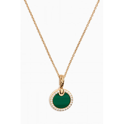 David Yurman - Petite DY Elements® Diamonds & Malchite Necklace in 18kt Gold Green