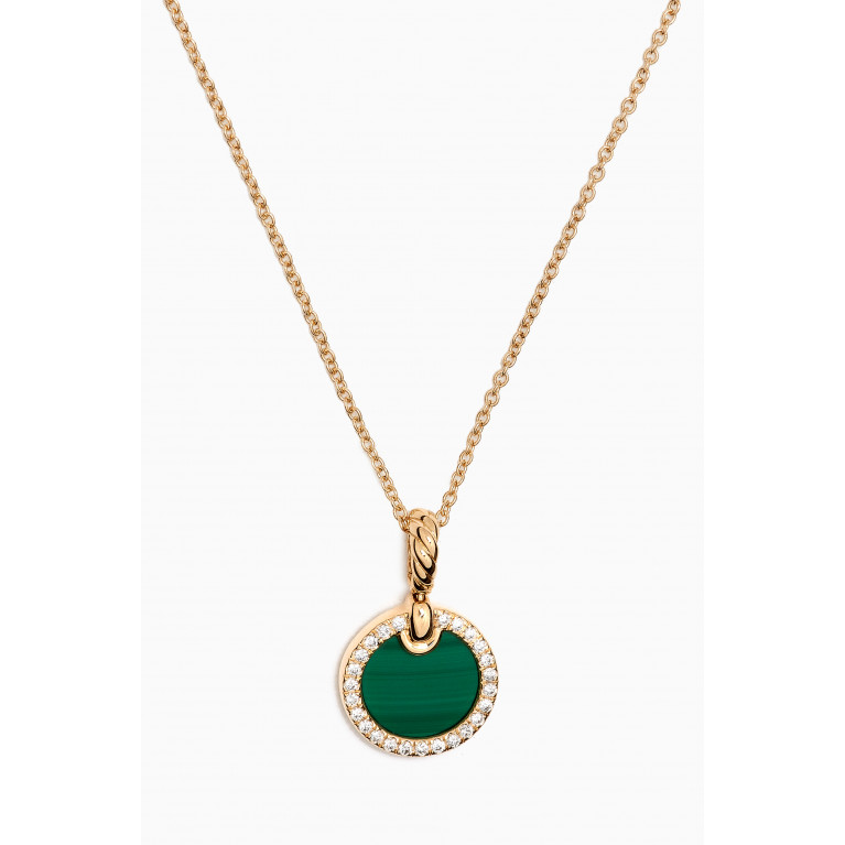 David Yurman - Petite DY Elements® Diamonds & Malchite Necklace in 18kt Gold Green