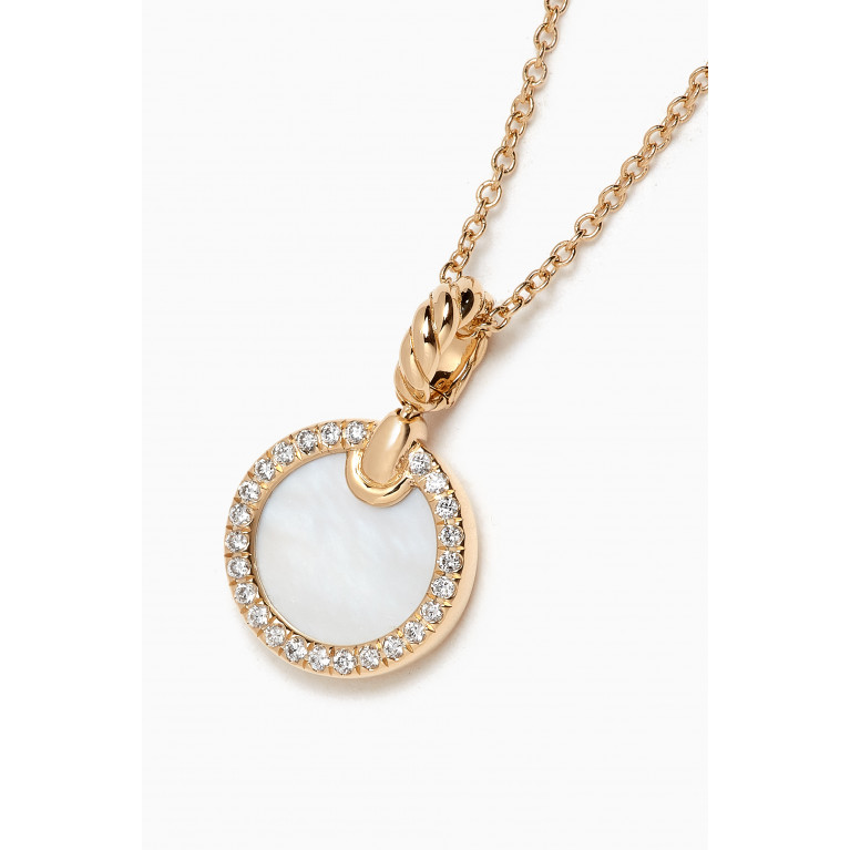 David Yurman - Petite DY Elements® Diamonds & Mother of Pearl Necklace in 18kt Gold White