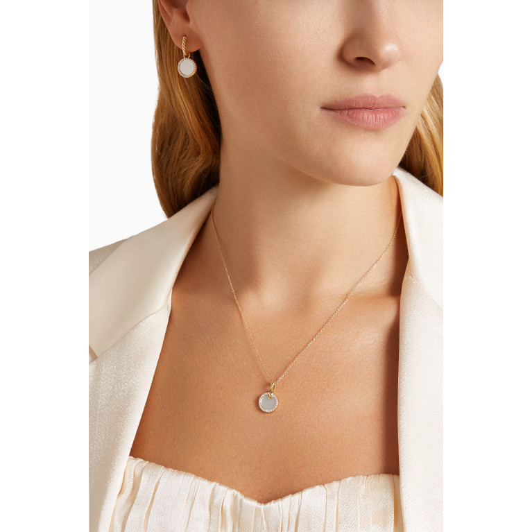 David Yurman - Petite DY Elements® Diamonds & Mother of Pearl Necklace in 18kt Gold White
