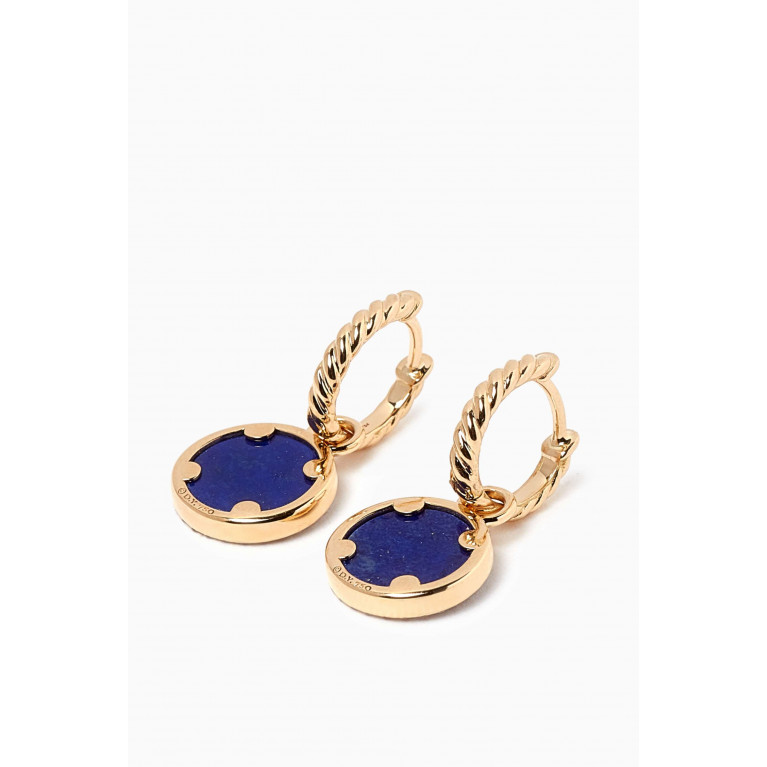 David Yurman - Petite DY Elements® Diamonds & Lapis Lazuli Drop Earrings in 18kt Gold Blue