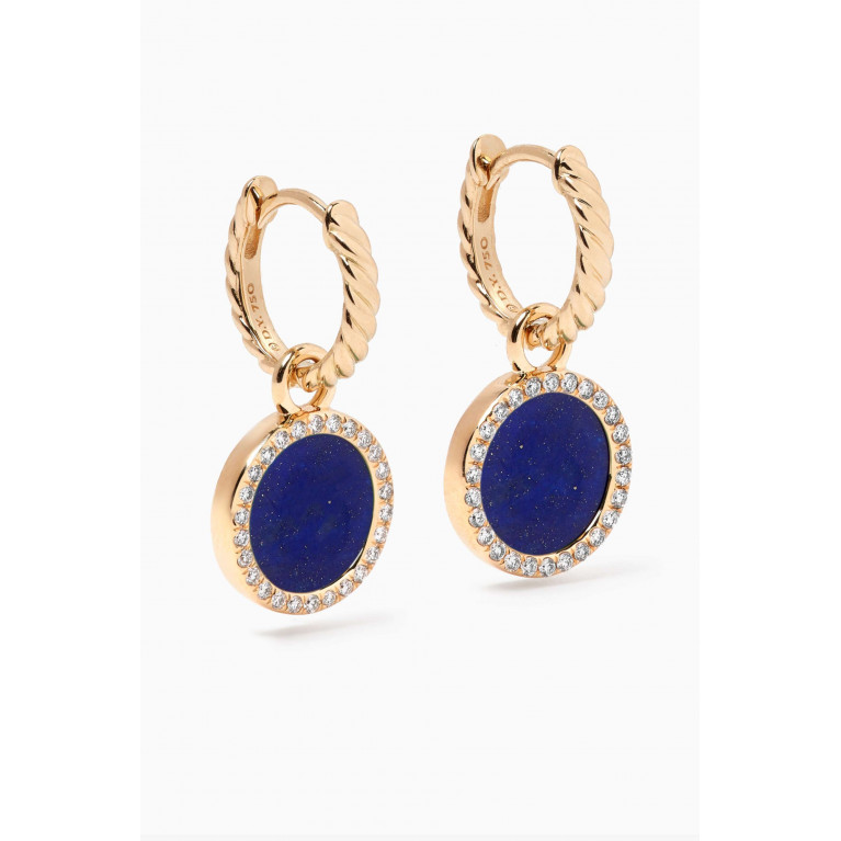 David Yurman - Petite DY Elements® Diamonds & Lapis Lazuli Drop Earrings in 18kt Gold Blue