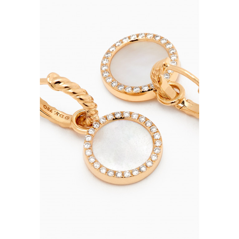 David Yurman - Petite DY Elements® Diamonds & Mother of Pearl Drop Earrings in 18kt Gold