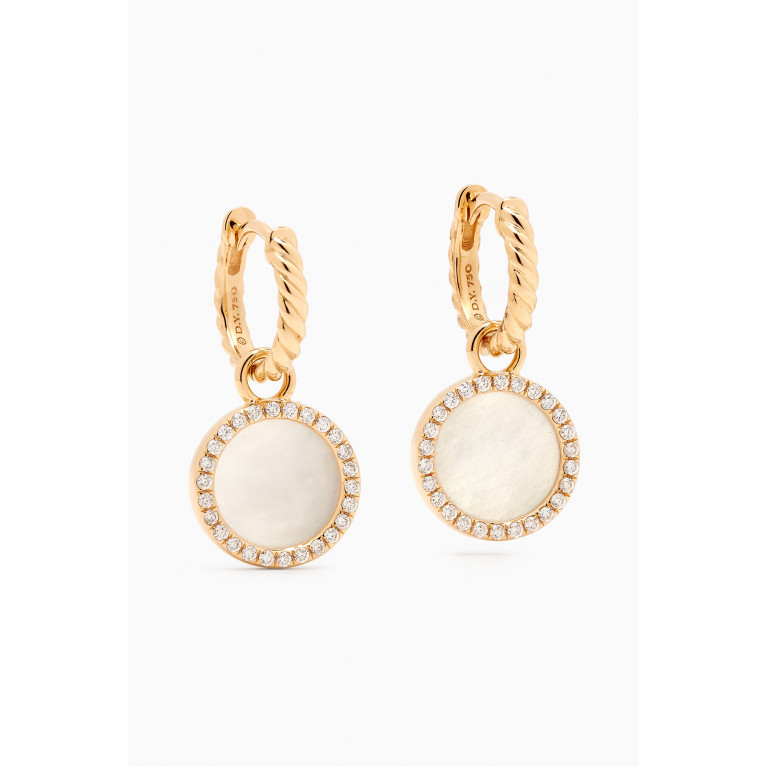 David Yurman - Petite DY Elements® Diamonds & Mother of Pearl Drop Earrings in 18kt Gold