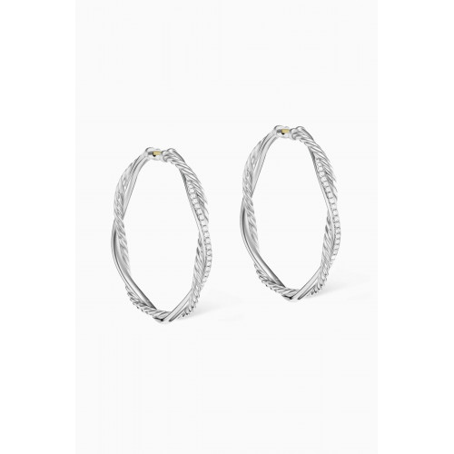 David Yurman - Petite Infinity Hoop Earrings with Pavé Diamonds in Sterling Silver