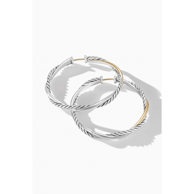 David Yurman - Petite Infinity Hoop Earrings in Sterling Silver & 14kt Yellow Gold