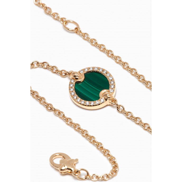 David Yurman - Petite DY Elements® Diamonds & Malachite Bracelet in 18kt Gold Green