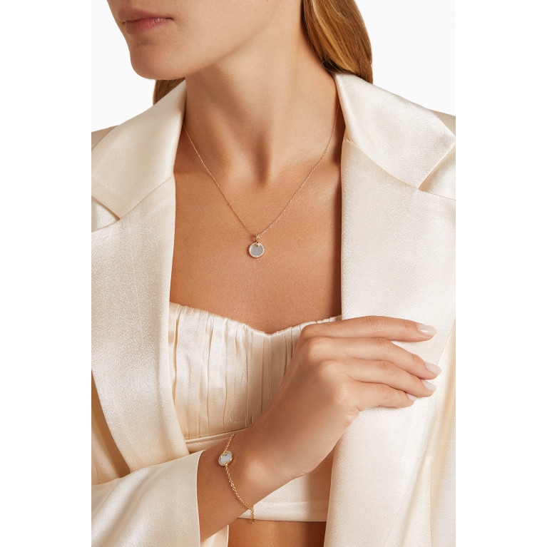 David Yurman - Petite DY Elements® Diamonds & Mother of Pearl Bracelet in 18kt Gold White