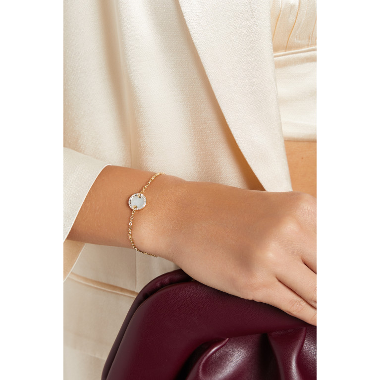 David Yurman - Petite DY Elements® Diamonds & Mother of Pearl Bracelet in 18kt Gold White