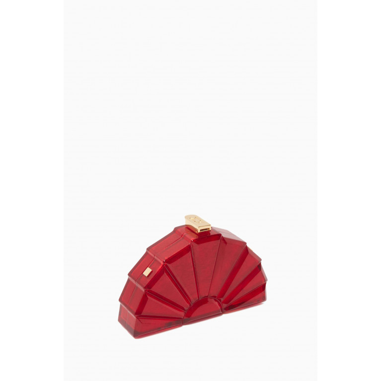 Marzook - Paloma Fan Mini Clutch in Resin Red