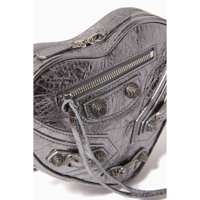 Balenciaga - Mini Le Cagole Heart Shoulder Bag in Metallic-leather