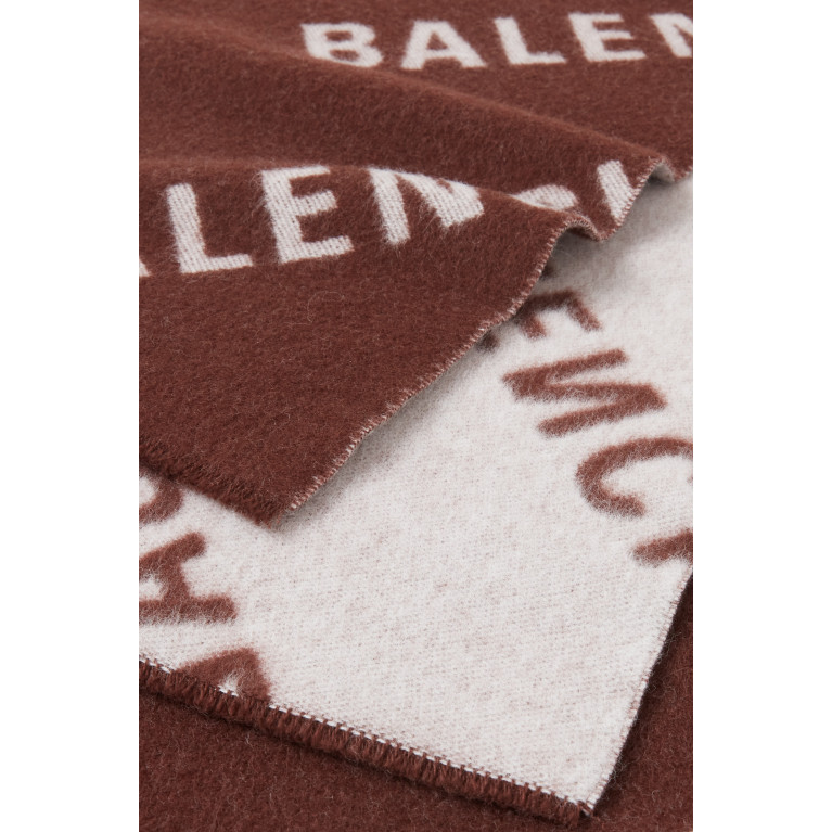 Balenciaga - Allover Logo Macro Scarf in Brushed Wool