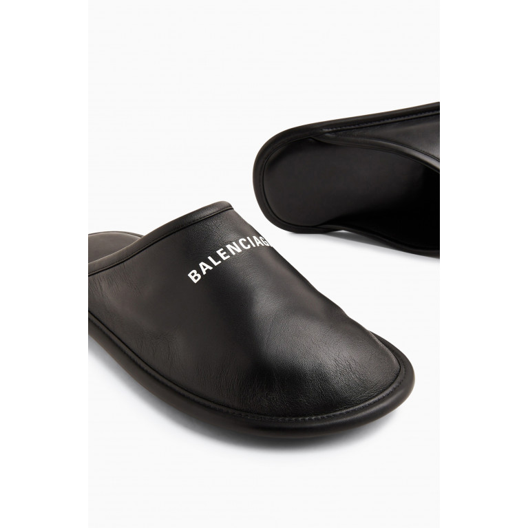 Balenciaga - Logo Home Slippers in Calf Leather