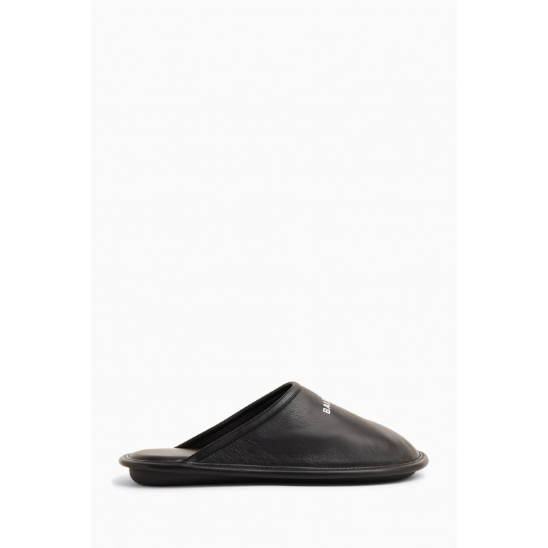 Balenciaga - Logo Home Slippers in Calf Leather