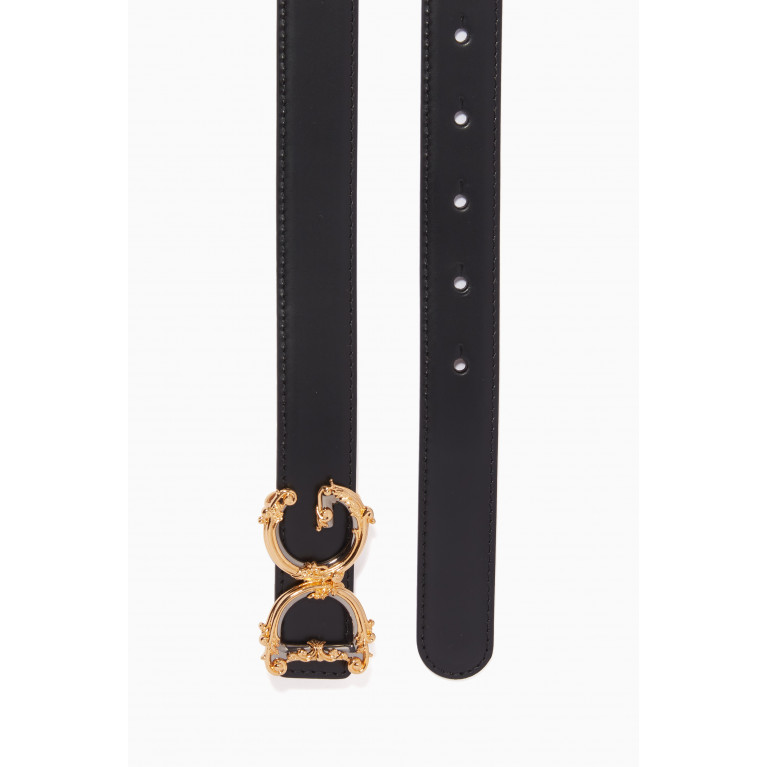 Dolce & Gabbana - DG Barocco Belt in Leather, 25mm Black