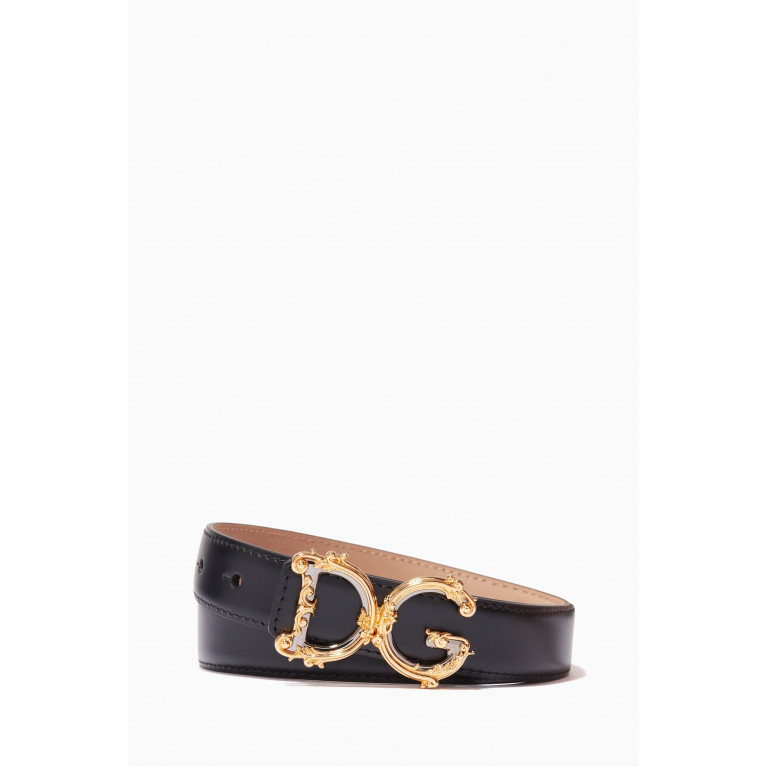 Dolce & Gabbana - DG Barocco Belt in Leather, 25mm Black