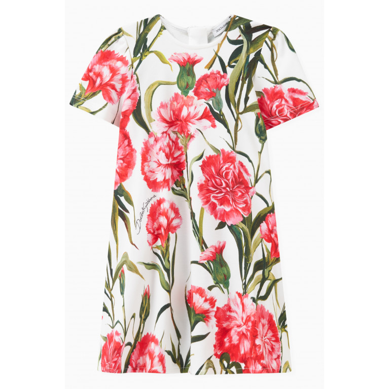 Dolce & Gabbana - Carnation Print Dress in Cotton Interlock