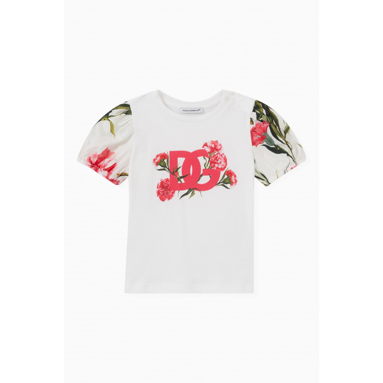 Dolce & Gabbana - Carnation Print T-shirt in Cotton Poplin