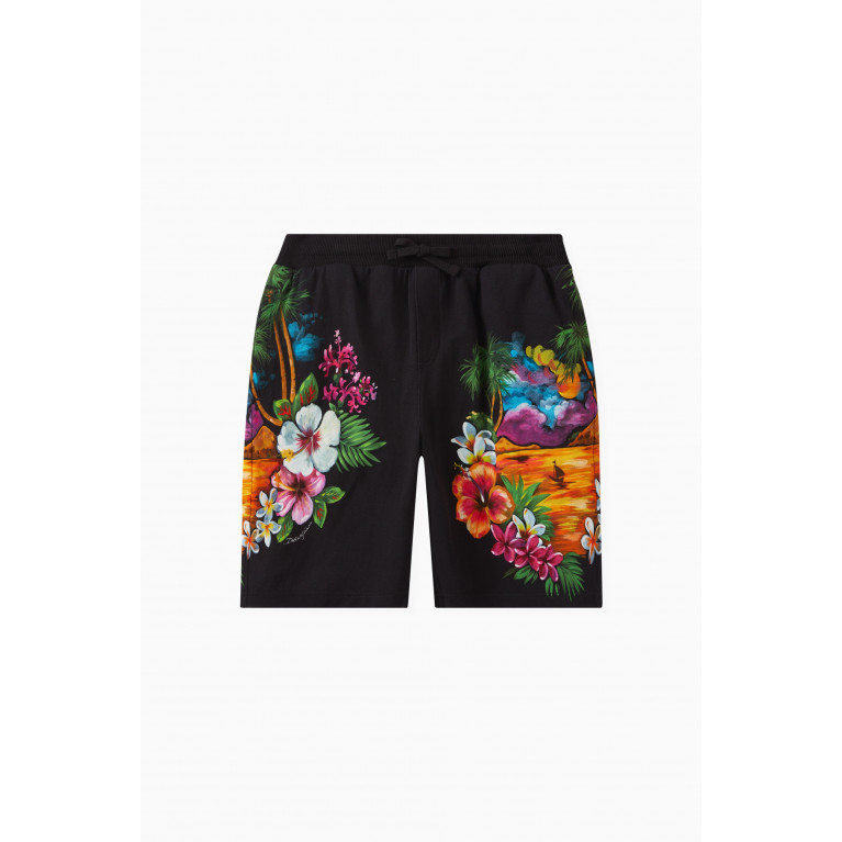 Dolce & Gabbana - Hawaiian Print Shorts in Cotton Pique