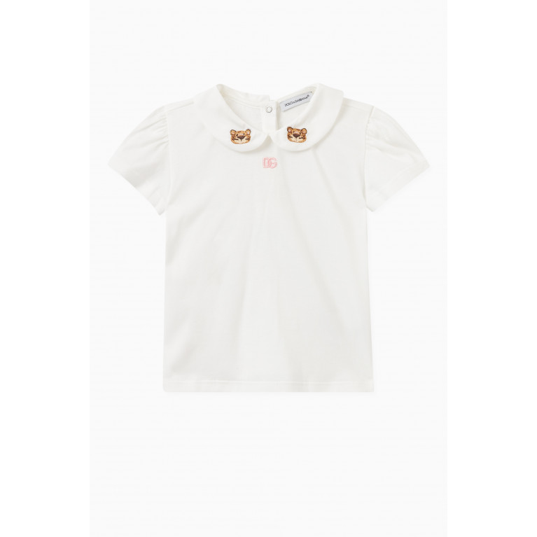 Dolce & Gabbana - Embroidered Collared T-shirt in Jersey
