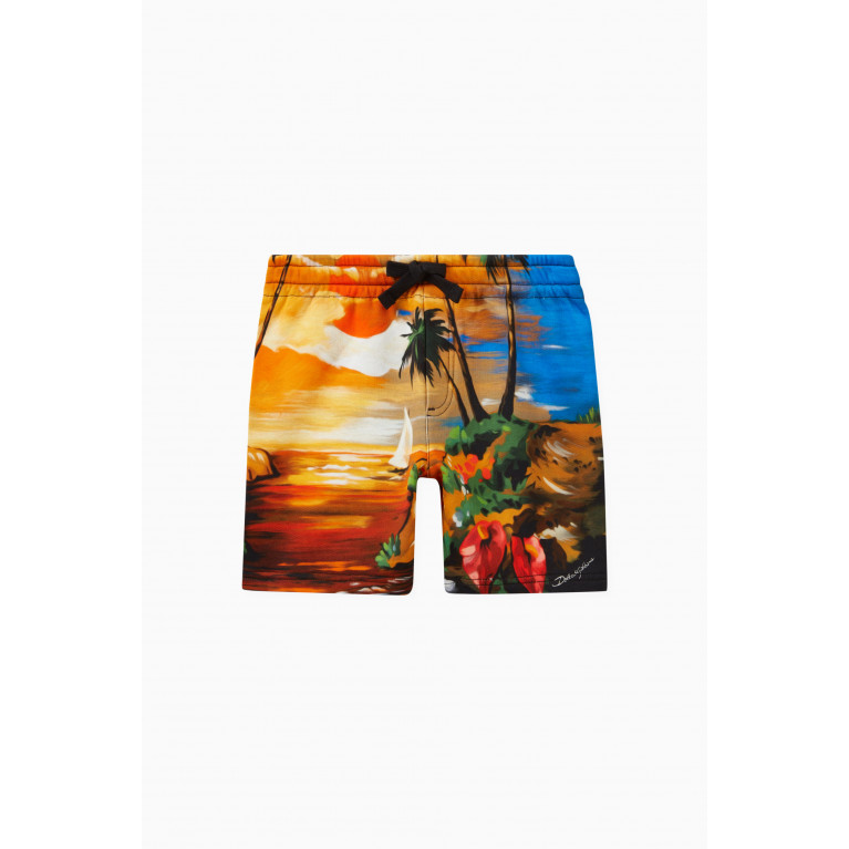 Dolce & Gabbana - Hawaiian Print Jersey Shorts in Cotton