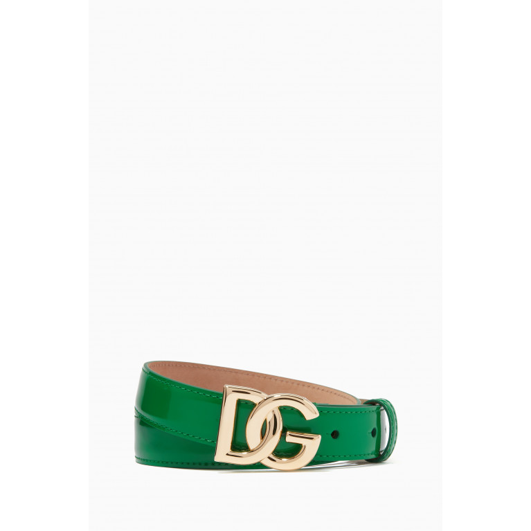 Dolce & Gabbana - DG Belt in Patent-leather, 25mm Green