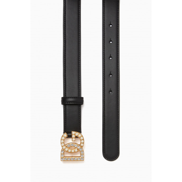 Dolce & Gabbana - DG Crystal Belt in Leather, 25mm